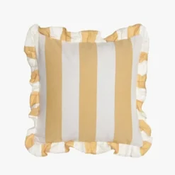 Almofada de Riscas com Folho Laranja 45x45