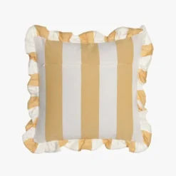 Almofada de Riscas com Folho Laranja 45x45