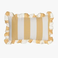 Almofada de Riscas com Folho Laranja 50x30