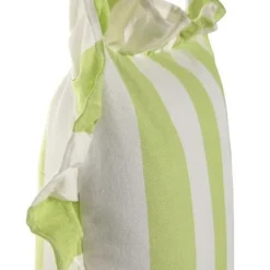 Almofada de Riscas com Folho Verde 45x45
