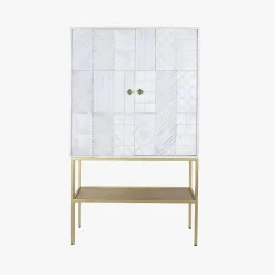 Aparador Relevo Branco com Acabamentos em Dourado