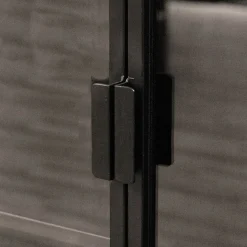 Armário de Metal Preto com Duas Portas de Vidro