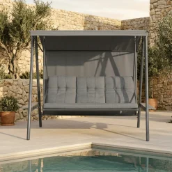 Baloiço de Exterior com 3 lugares Preto