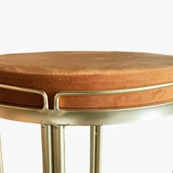 Banqueta de Veludo e Metal Mostarda
