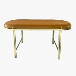 Banqueta de Veludo e Metal Mostarda