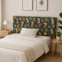 Cabeceira Cama Estofada com Padrão Floral Azul 160 cm