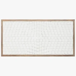 Cabeceira Cama Retangular Madeira Detalhe em Branco 180 cm