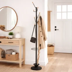 Cabide de Pé com Suporte Preto 185 cm