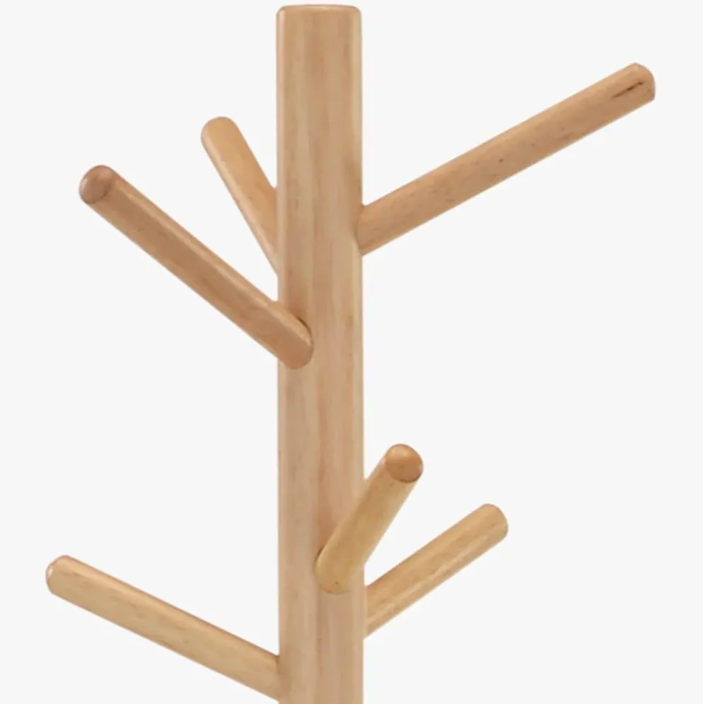 Cabide Pé Branco com Madeira Natural 174 cm