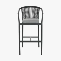 Cadeira Alta de Metal e Rattan Preta