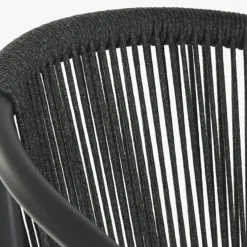 Cadeira Alta de Metal e Rattan Preta