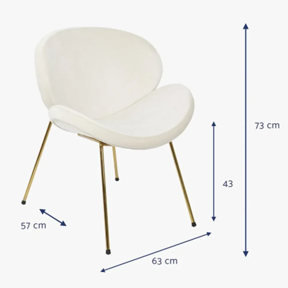 Cadeira Curva Bege | Pés Dourado