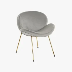 Cadeira Curva Cinza | Pés Dourado
