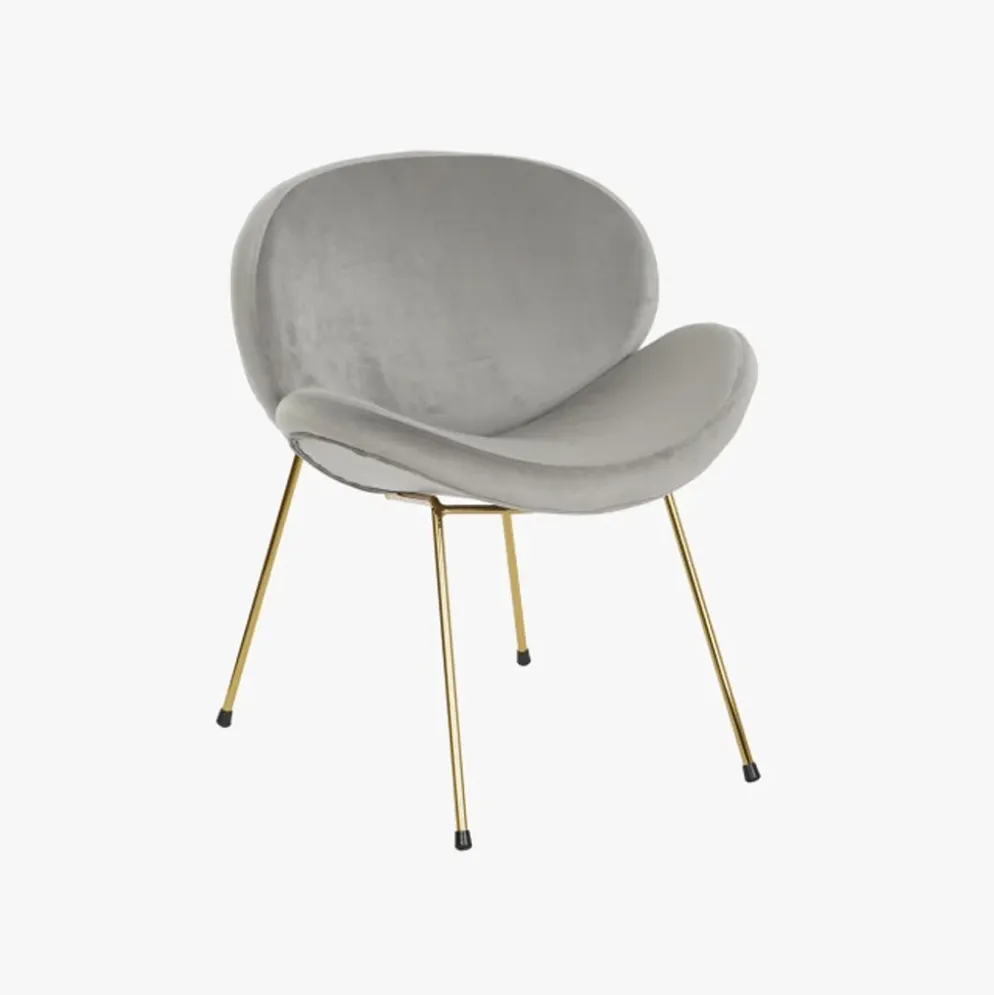 Cadeira Curva Cinza | Pés Dourado