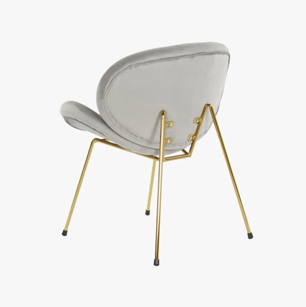 Cadeira Curva Cinza | Pés Dourado