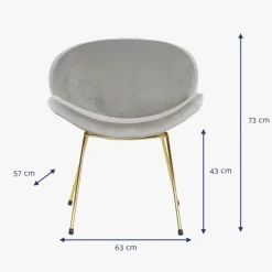 Cadeira Curva Cinza | Pés Dourado