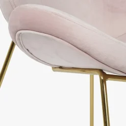 Cadeira Curva Rosa | Pés Dourado - conj. 2