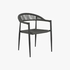 Cadeira de Metal e Rattan Preta