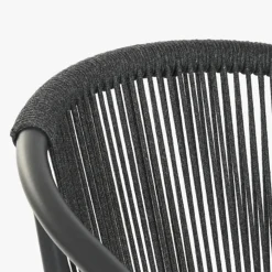 Cadeira de Metal e Rattan Preta com Almofada