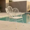Cadeira em Metal e Rattan Folhas Branca