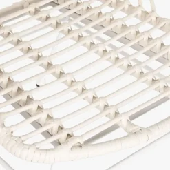Cadeira em Metal e Rattan Folhas Branca