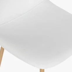 Cadeira Tecido Branco com Pés Efeito Madeira