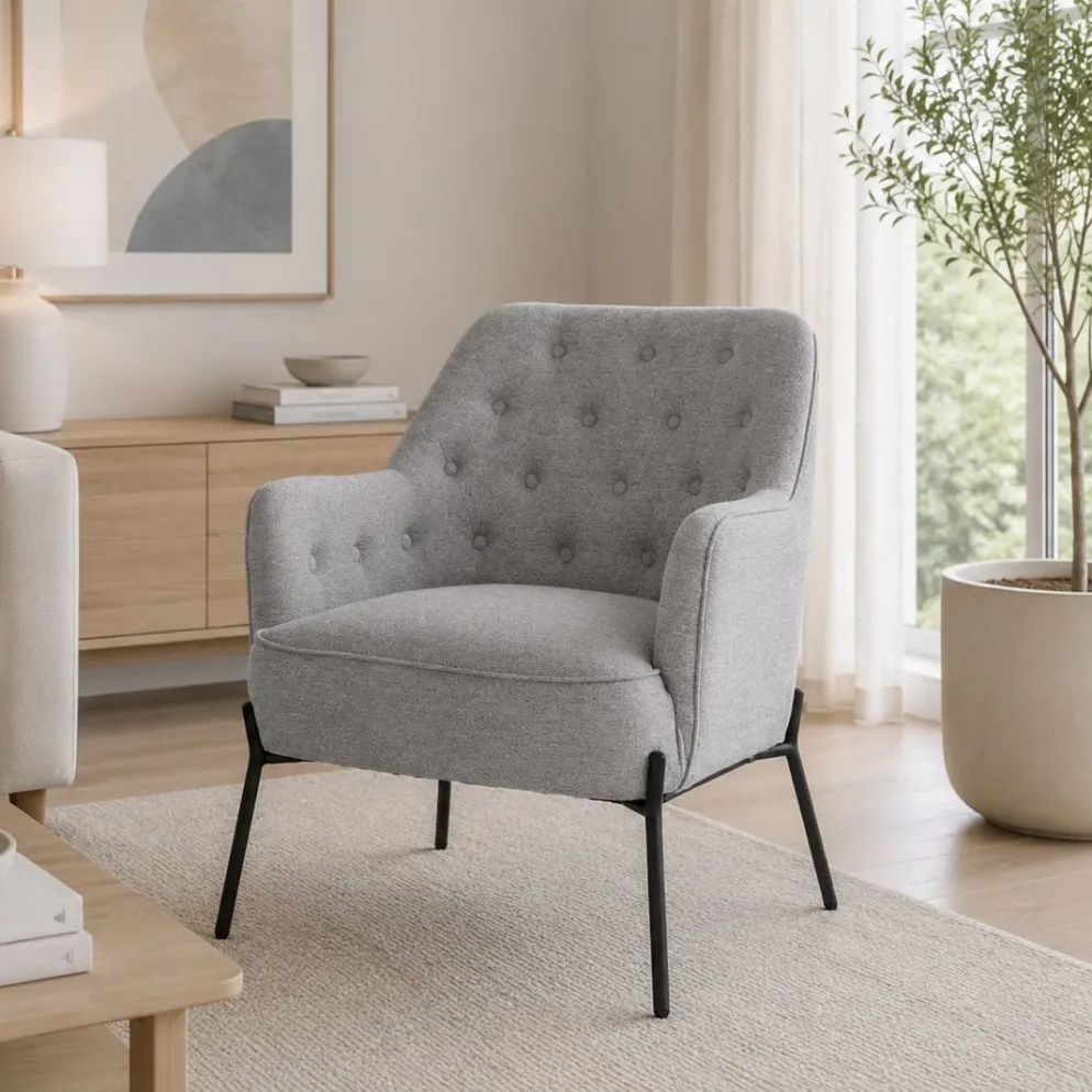 Cadeirão Capitoné Cinza 65x73x79,5