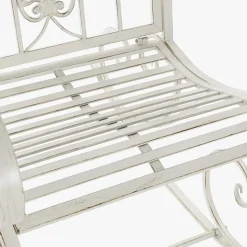 Cadeirão de Baloiço com Braços em Metal Branco Envelhecido