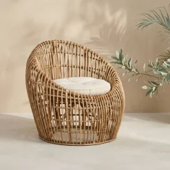 Cadeirão de Rattan e Bambu