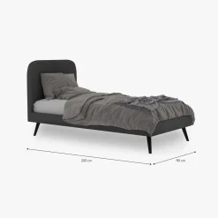 Cama cinza 90x200 cm