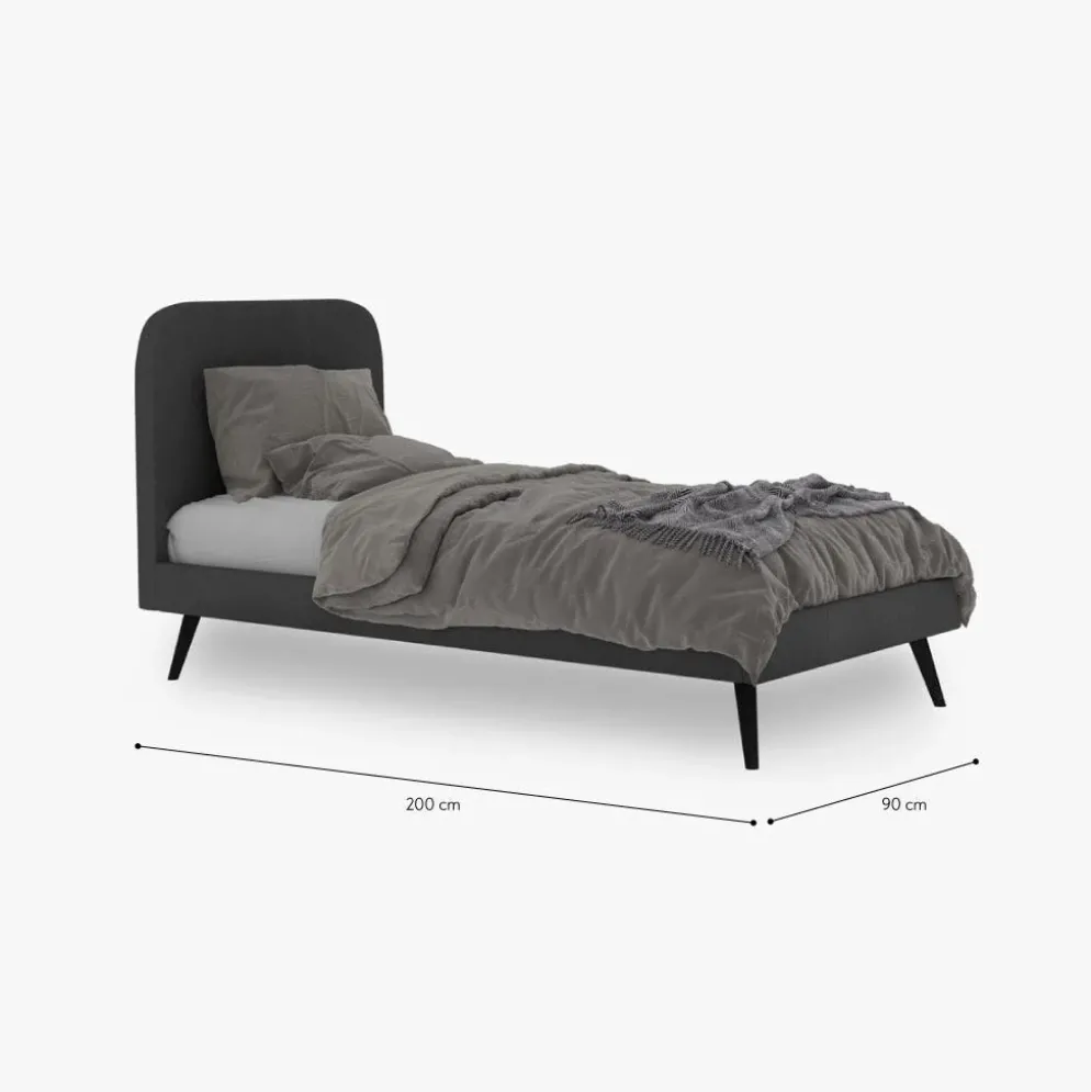 Cama cinza 90x200 cm