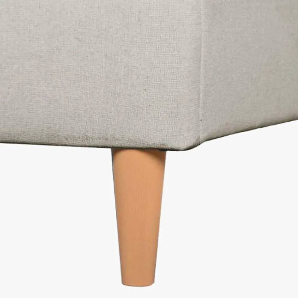 Cama Tecido com Cabeceira Arredondada e Pés de Madeira Bege 170 cm