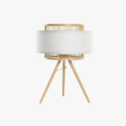 Candeeiro de Mesa Bambu e Tecido 48 cm