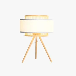 Candeeiro de Mesa Bambu e Tecido 48 cm