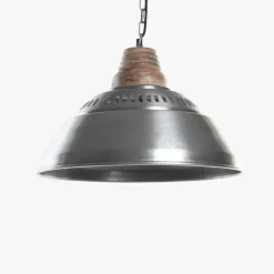 Candeeiro de Teto Ferro e Madeira 43cm