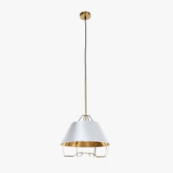 Candeeiro de Teto Metal Branco e Dourado