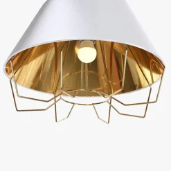 Candeeiro de Teto Metal Branco e Dourado