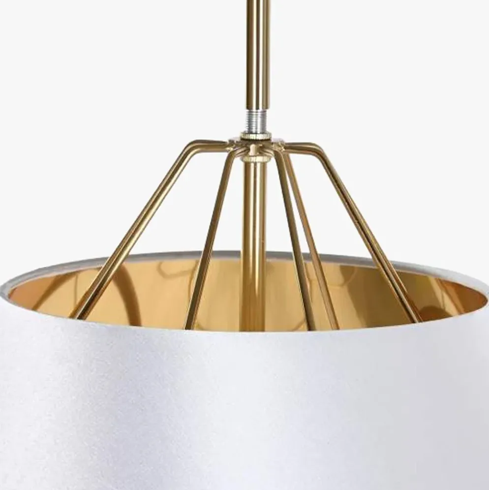 Candeeiro de Teto Metal Branco e Dourado