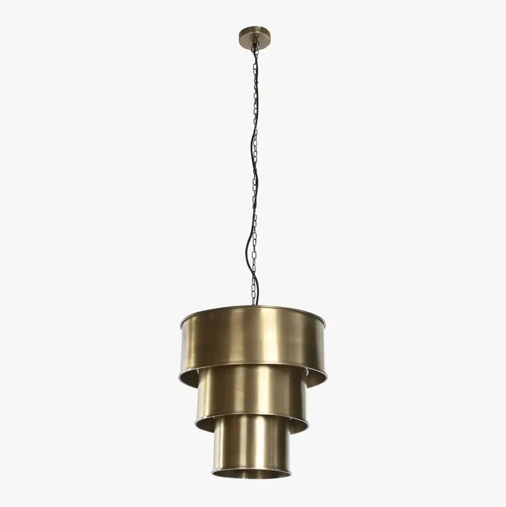 Candeeiro de Teto Triplo Dourado