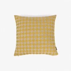 Capa de almofada Pied de Poule mostarda 50x50