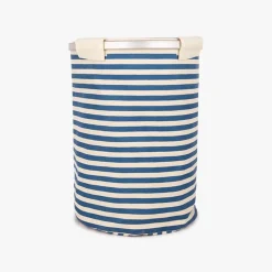 Cesto da roupa às riscas azul