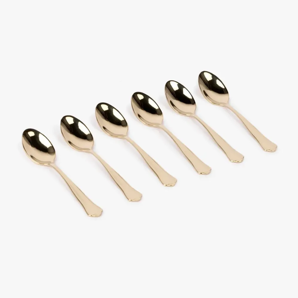Conjunto 6 Colheres de Café em Aço Inox Dourado