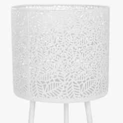 Conjunto de duas floreiras em metal branco