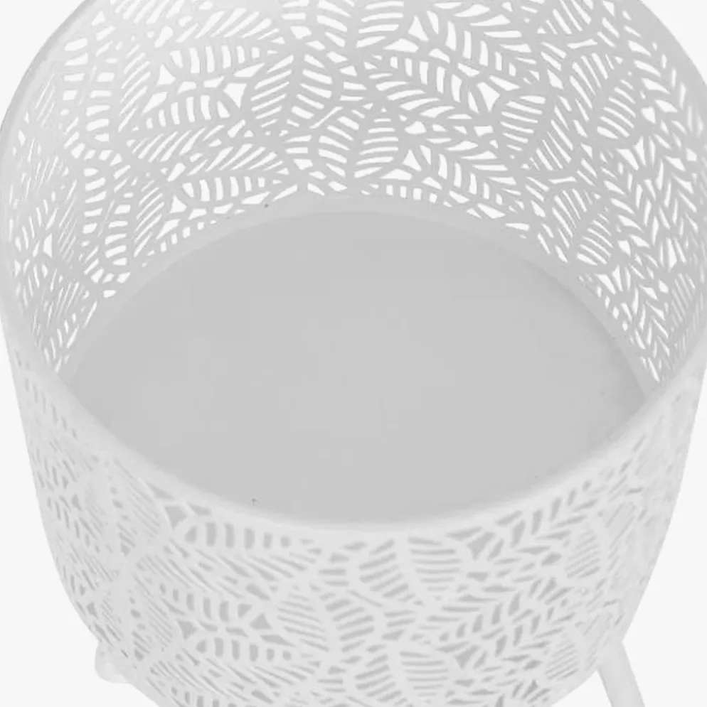 Conjunto de duas floreiras em metal branco