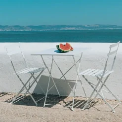Conjunto de Mesa e Duas cadeiras Metal Branco