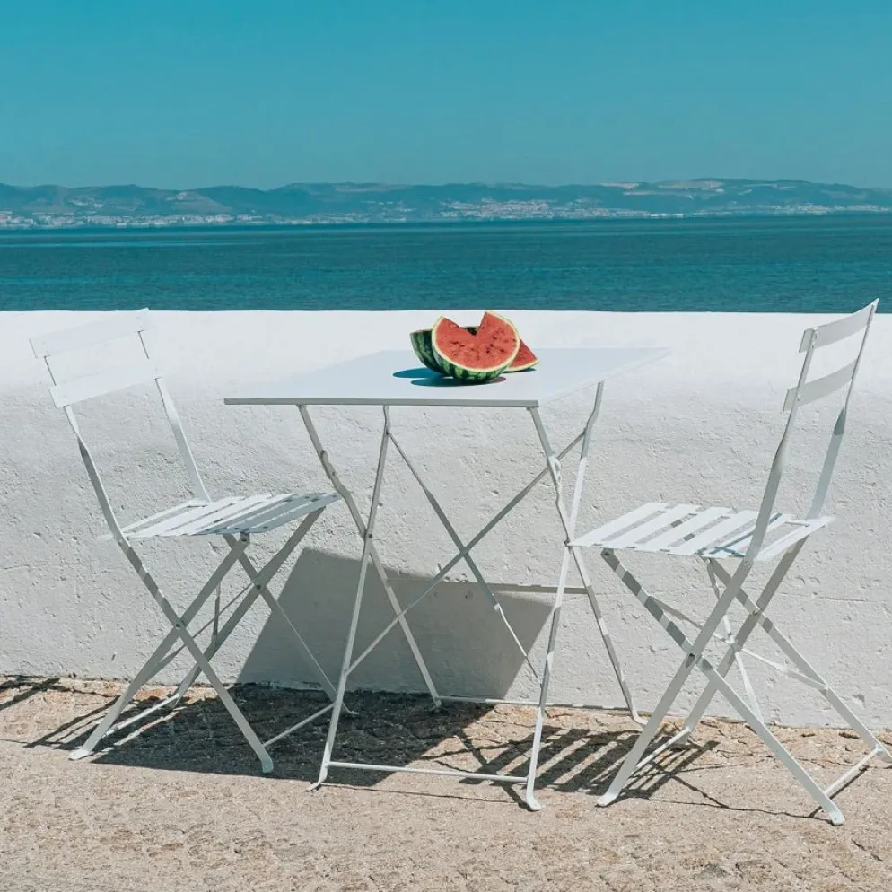 Conjunto de Mesa e Duas cadeiras Metal Branco