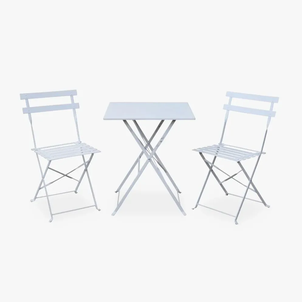 Conjunto de Mesa e Duas cadeiras Metal Branco