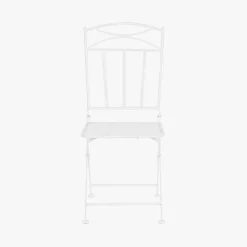Conjunto de mesa e duas cadeiras em metal com folhas branco