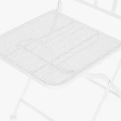 Conjunto de mesa e duas cadeiras em metal com folhas branco