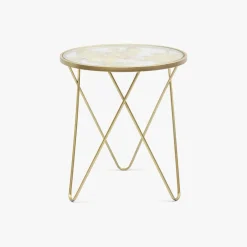 Conjunto de 2 mesas de apoio com folhas de Ginkgo douradas